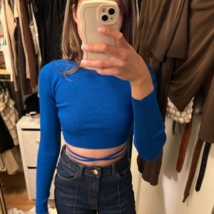 Zara Blue Crop Top Sweater